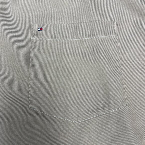 Men's TOMMY HILFIGER 80's 2 Ply Fabric Button-Down Dress Shirt Tan- Size XL - Picture 6 of 10